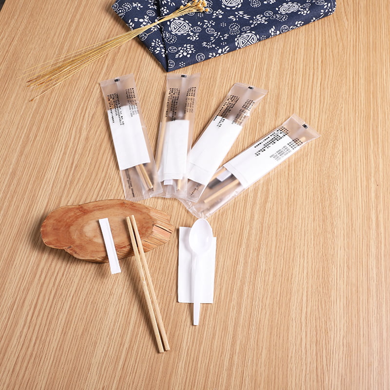 Bamboe Familie Eetstokjes Set Met Tandenstoker Servet Frosted Composiet Film Set