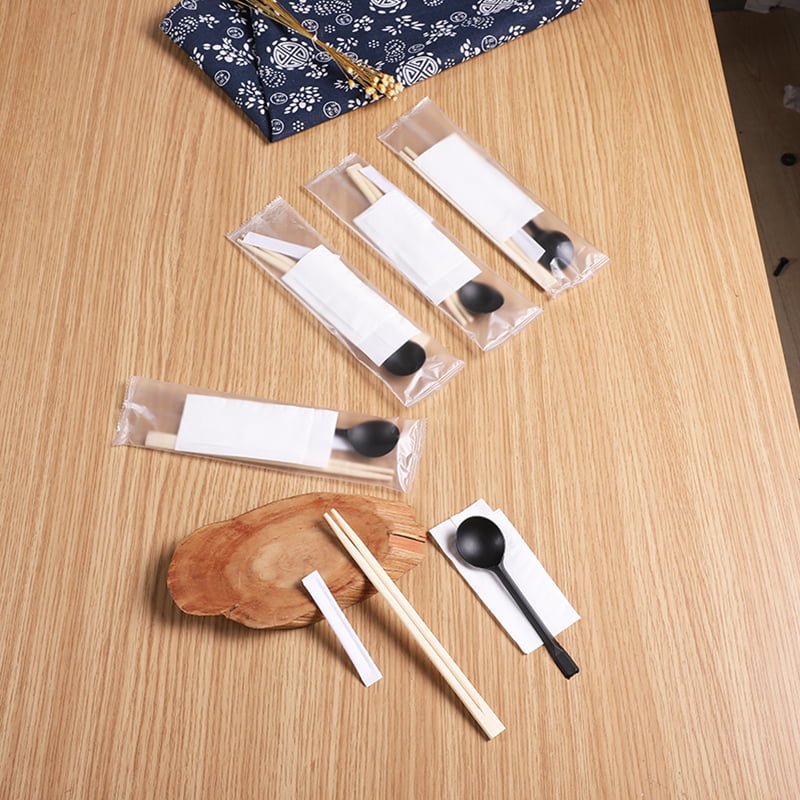 Bamboe eetstokjes set met tandenstokerservet Frosted composiet filmset